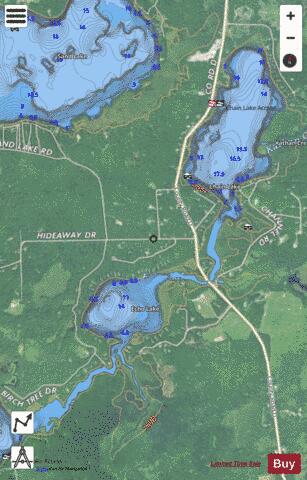 Chain Lake + Echo Lake depth contour Map - i-Boating App - Satellite