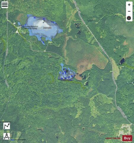 Game Lake depth contour Map - i-Boating App - Satellite