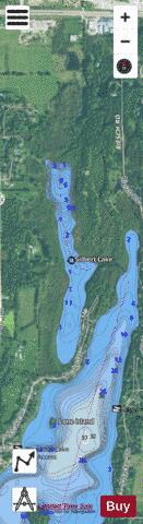 Gilbert Lake A depth contour Map - i-Boating App - Satellite