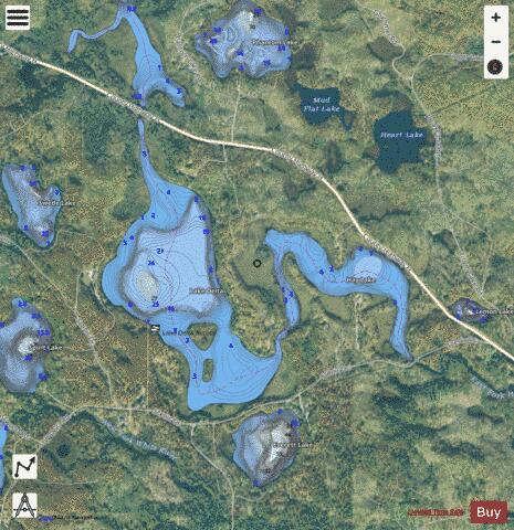 Hay Lake B + Lake Delta depth contour Map - i-Boating App - Satellite