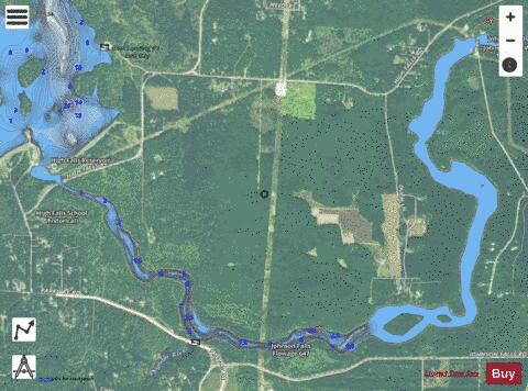 Johnson Falls Flowage depth contour Map - i-Boating App - Satellite