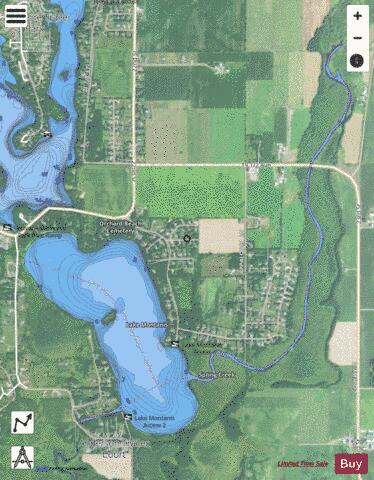 Lake Montanis depth contour Map - i-Boating App - Satellite