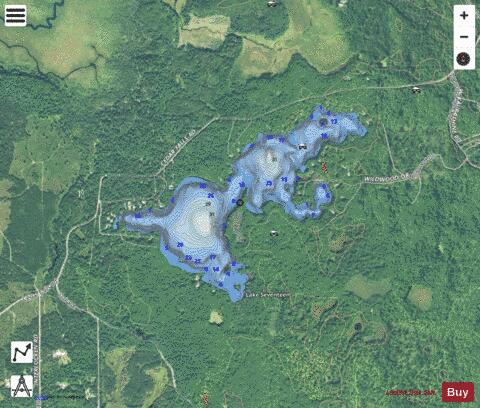Lake Seventeen depth contour Map - i-Boating App - Satellite