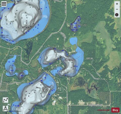 Leader Lake depth contour Map - i-Boating App - Satellite