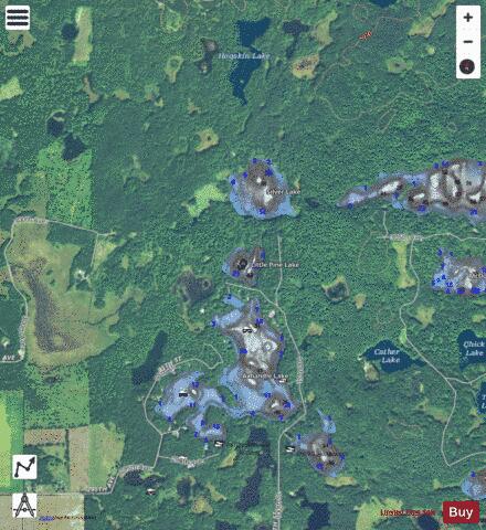 Little Pine Lake depth contour Map - i-Boating App - Satellite