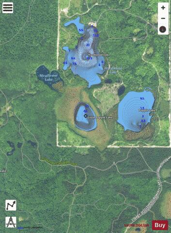 Little Popple Lake depth contour Map - i-Boating App - Satellite