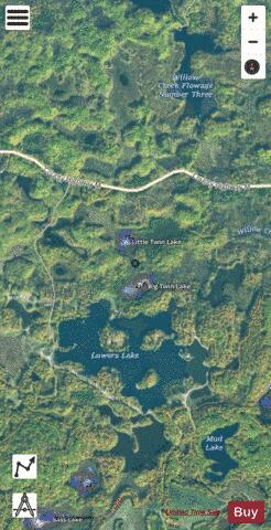 Big Twin + Little Twin Lake depth contour Map - i-Boating App - Satellite