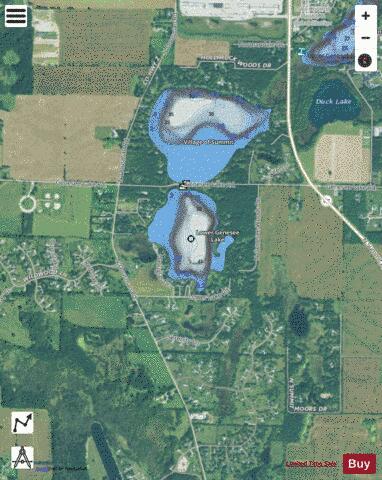 Lower Genesee Lake depth contour Map - i-Boating App - Satellite