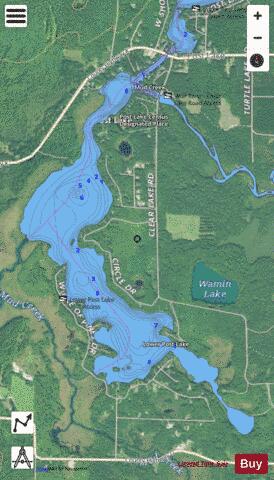 Lower Post Lake depth contour Map - i-Boating App - Satellite