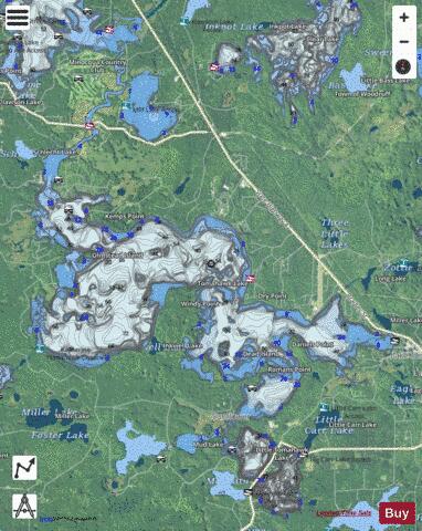 Mid Lake depth contour Map - i-Boating App - Satellite