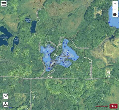 Moccasin Lake depth contour Map - i-Boating App - Satellite