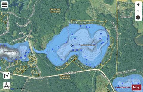 Moshawquit Lake depth contour Map - i-Boating App - Satellite