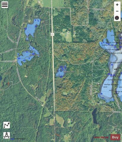 Motyka Lake depth contour Map - i-Boating App - Satellite