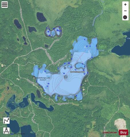 Muskellunge Lake depth contour Map - i-Boating App - Satellite