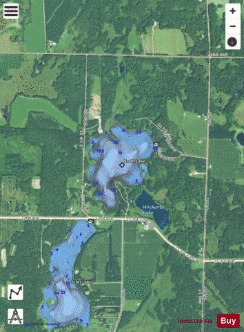 North Lake A depth contour Map - i-Boating App - Satellite