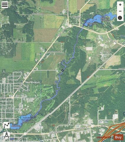 Angelo Pond + Perch Lake depth contour Map - i-Boating App - Satellite