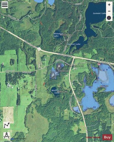 Pickerel Lake B depth contour Map - i-Boating App - Satellite