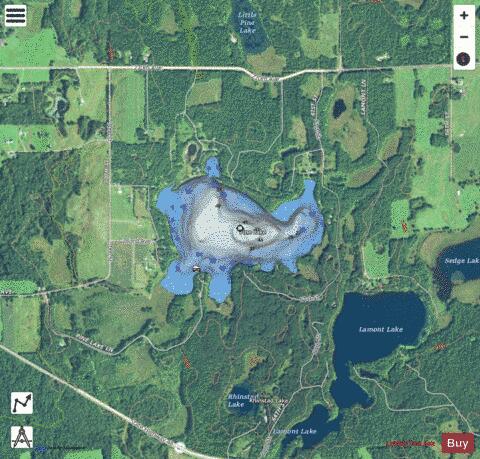 Pine Lake F depth contour Map - i-Boating App - Satellite