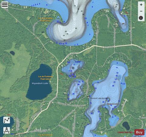 Placid Twin (North) Lake depth contour Map - i-Boating App - Satellite