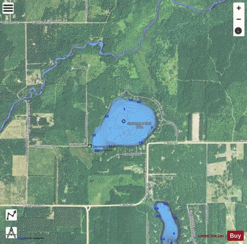 Sauntrys Pocket Lake depth contour Map - i-Boating App - Satellite
