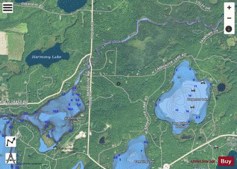 Scattering Rice Lake depth contour Map - i-Boating App - Satellite