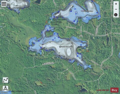 South Two Lakes depth contour Map - i-Boating App - Satellite