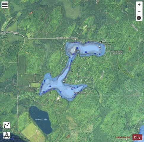 Spectacle Lake depth contour Map - i-Boating App - Satellite