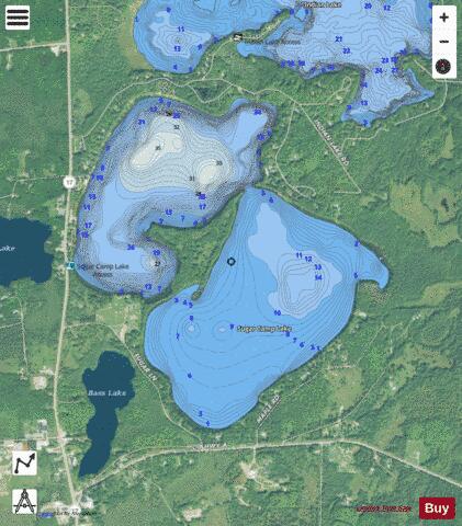 Sugar Camp Lake depth contour Map - i-Boating App - Satellite
