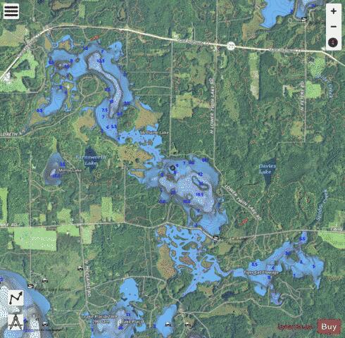 Tiger Cat Flowage depth contour Map - i-Boating App - Satellite