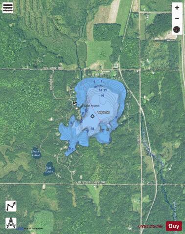 Tug Lake depth contour Map - i-Boating App - Satellite