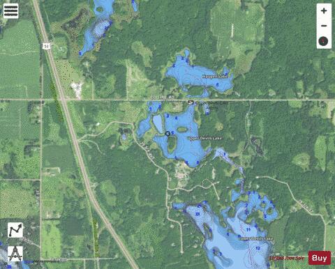 Upper Devils Lake depth contour Map - i-Boating App - Satellite