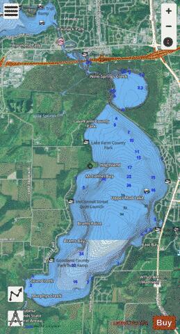 Upper Mud Lake depth contour Map - i-Boating App - Satellite