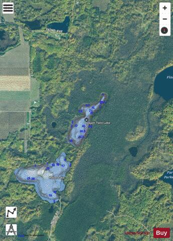 Upper Twin Lake depth contour Map - i-Boating App - Satellite