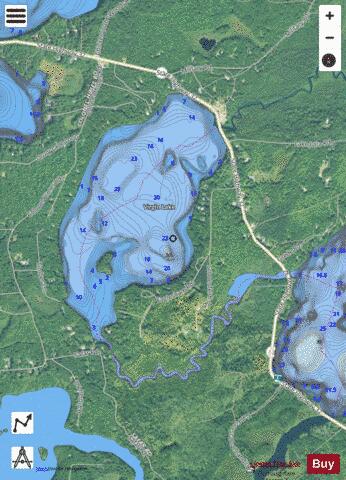 Virgin Lake depth contour Map - i-Boating App - Satellite