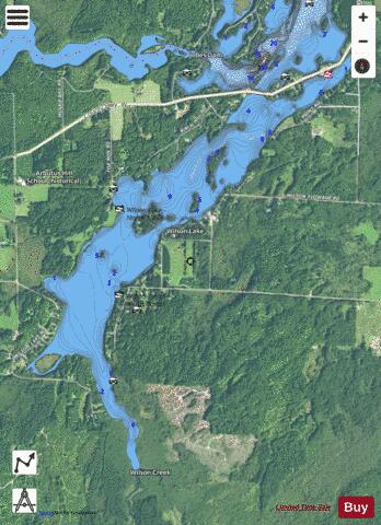 Wilson Lake B depth contour Map - i-Boating App - Satellite