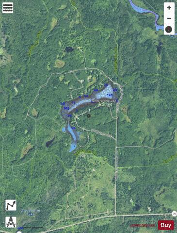 Wintergreen Lake depth contour Map - i-Boating App - Satellite
