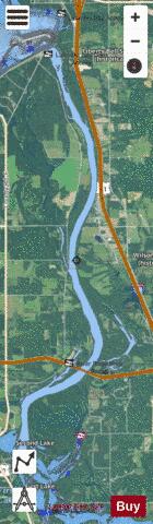 Wisconsin River Flowage depth contour Map - i-Boating App - Satellite