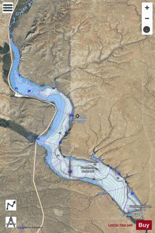 Fontenelle Reservoir depth contour Map - i-Boating App - Satellite