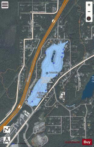 Lower Fire Lake depth contour Map - i-Boating App - Satellite