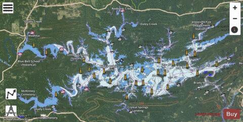 Lake Ouachita depth contour Map - i-Boating App - Satellite
