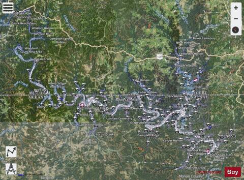 Bull Shoals Lake depth contour Map - i-Boating App - Satellite