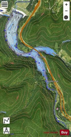 Tioga Reservoir depth contour Map - i-Boating App - Satellite