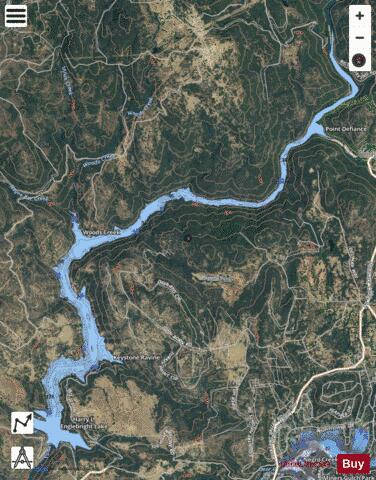Harry L. Englebright Lake depth contour Map - i-Boating App - Satellite