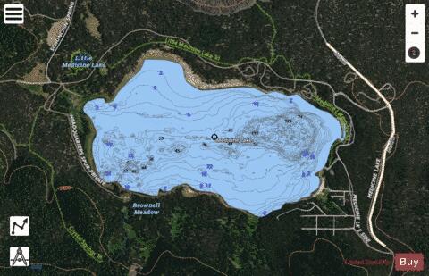 Medicine Lake depth contour Map - i-Boating App - Satellite