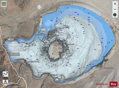 Mono Lake depth contour Map - i-Boating App - Satellite