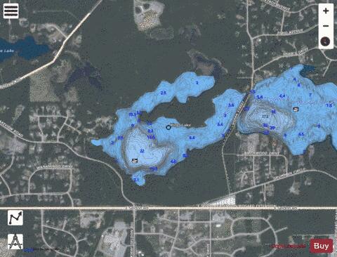 Kings Lake depth contour Map - i-Boating App - Satellite