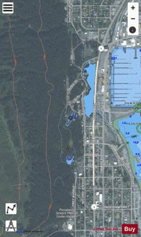 Second Lake depth contour Map - i-Boating App - Satellite