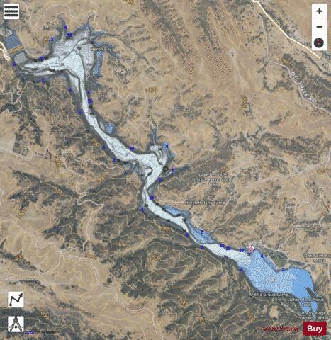 Lake Del Valle depth contour Map - i-Boating App - Satellite