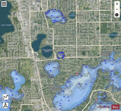 Lake Gem Mary depth contour Map - i-Boating App - Satellite