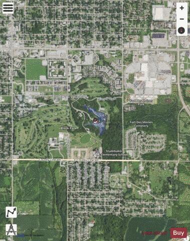 Fort Des Moines Pond depth contour Map - i-Boating App - Satellite